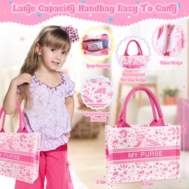 Oisacirg Play Purse for Little Girls, 35PCS Toddler Purse with Pretend Makeup for Kids, Princess Toys Includes Handbag, Phone, Wristwatch, Kids Toy Christmas Birthday Gift for Toddler Girls 3 4 5 6 +