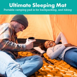 Sleepingo Inflatable Mat for Camping - Pack of 2 - Ultralight Sleeping Pad for Camping and Backpacking - Compact Air Mattress - Camping Mat with Tear-Resistant Ripstop Nylon - 73.5" x 21.5" - Orange