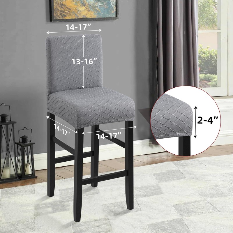 Bar Stool Covers Set of 4, Stretch Removable Plaid Barstools