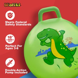 WALIKI Dino Hopper Ball for Kids 3-6 | T-Rex Hippity Hop | Jumping Hopping Ball | Dinosaur Bouncy Ball