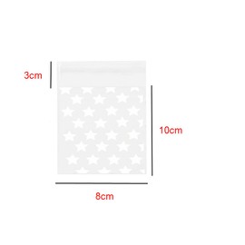 mollensiuer 300Pcs Self Adhesive Cookie Bags Cellophane Treat Bags Self Adhesive Clear Plastic Star Candy Bags Party Favor Bag Gift Bags Cookie Bakery Decorating Favor Bags, 8 * 10cm, White