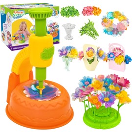 Glowsprout DIY Flower Craft Set for Children from 3 to 12 Years - Accessories Beautiful Fabric Flower Bouquets Craft & with Flower Press (Orange)