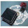 MZLIU Women Black Handkerchiefs Cotton Hankies with Embroidered Scalloped Edge