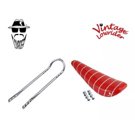 F&R Original Lowrider 16" ORIGINAL LOWRIDER Red/Silver BANANA SEAT W/ Chrome Sissy Bar FOR 16" Bicycle