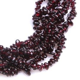 HAAMIIQII 4-6mm Natural Garnet Chips Irregular Chip Stones Loose Gemstone Energy Healing Beads for Jewelry Making 30 Inch Strand
