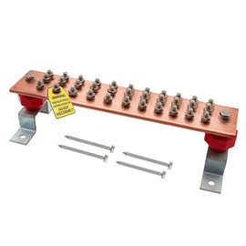 Copper Grounding Bar Kit - 16"*3.15" Copper Bus Bar with 33 Terminal Positions and UL Material BusBar Insulator