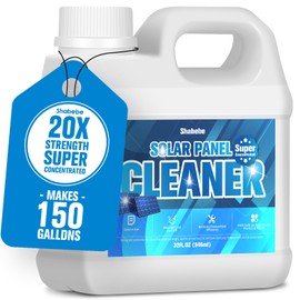 Shabebe Solar Panel Cleaner 32oz (Makes 150 Gallons) - 20X Strength Super Concentrated Glass & Solar Panel Cleaning, Industrial Grade Streak-Free Fast Dry Remove Oils, Water Spots, Dust, Droppings