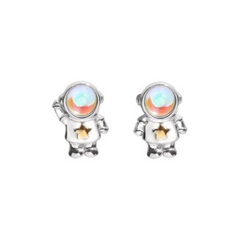 Creative Asymmetrical Astronaut Stud Earrings Space Star Planet for Women Cute Personality Jewelry-B