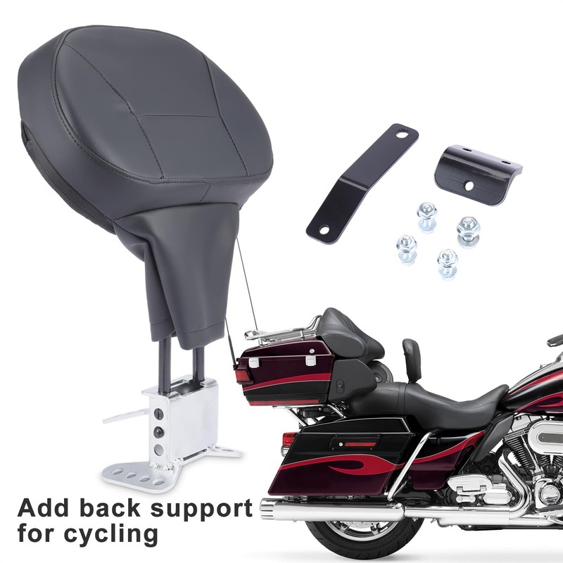 FIASRAC Adjustable Rider Backrest for Harley Touring - Detachable Plug-in