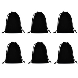 Colorsheng Set of 6 Velvet Premium Black Travel Carry Drawstring Headphones Pouch Jewelry Bag (9.8" X 11.8")