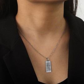 EUEAVAN Ayatul Kursi Necklace for Women Muslim Allah Pendant Muslim Allah four Qul suras Necklace Arabic Islamic Jewelry Eid Ramadan Gift, Stainless Steel, No Gemstone