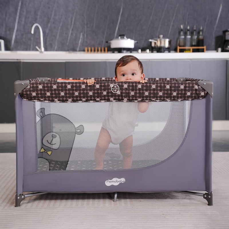 Pamo Babe Portable Crib Baby Playpen with Mattress and Carry