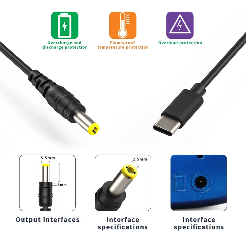 SUPERNIGHT 5,5x2,5mm DC zu Typ C USB-C Eingangskabel für Laptop