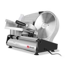 Valley Sportsman 8.7" Electric Meat Slicer, with Stainless Steel Blade, 180 W, Adjustable Thickness for Home Use, Easy to Clean, Cuts Meat, Bread, Cheese and Deli, Silver