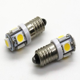 GutReise 10pcs E10 12V Cold White LED Bulbs Light Lamps 5SMD 0.5W 50LM (Cold White, 12v)