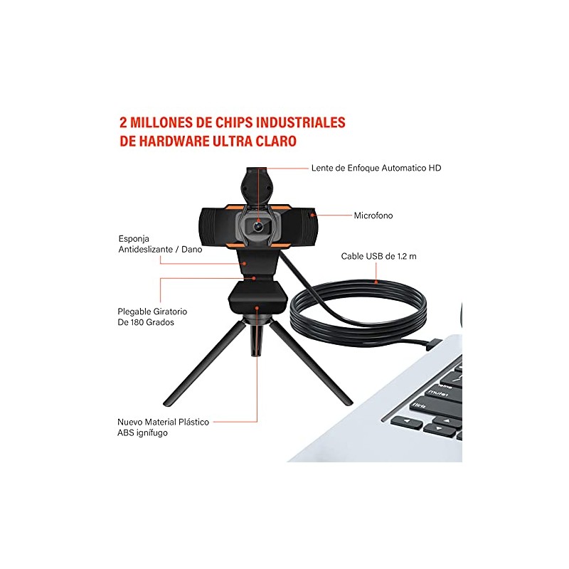 1080P HD Cámara Web, MTQ Webcam PC con Microfono,Cámara de