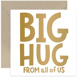 Thinking Of You Cards for Colleague - 'Big Hug From all of Us' Get Well, Feel Better Soon Gift for Coworker - For men and women - Support, Accident, Operation, Surgery - Fun Design, Blank Inside