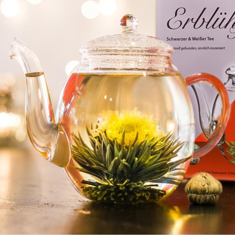 Creano Blooming Tea Gift Set with Glass Pot 17oz/500ml with