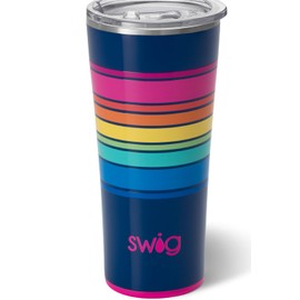 Swig Life 22oz Tumbler, Insulated Coffee Tumbler with Lid, Cup Holder Friendly, Dishwasher Safe, Stainless Steel, Large Travel Mugs Insulated for Hot and Cold Drinks (Electric Slide)