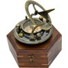 Nautical Antique Gilbert Brass Decorative Sundial Compass with Rose Wood