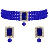 Aheli - Gargantilla con cuentas de cristal tradicional indio azul