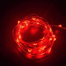 4 Pack Battery Operated Dewdrop Led Lights,Indoor Mini Fairy Lights with Timer Function,for Wedding Home Parties Christmas Holiday Decoration,6 Hours on/18 Hours Off ,30 Count LEDs,10 Feet(Red)