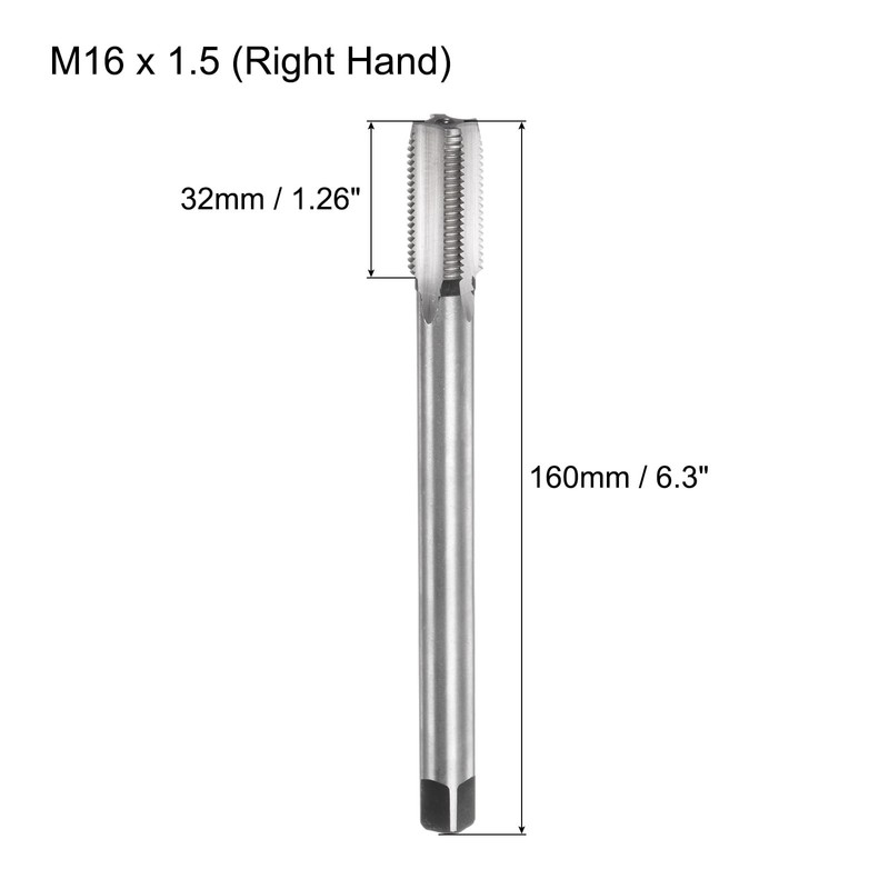 sourcing map Metric Thread Tap M16 x 1.5 H2 160mm