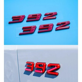 Pair Set 392 Passenger & Driver Side Rear Badge Emblem Body Nameplate Raised Sticker Decal (Black Red)