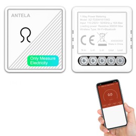 ANTELA Smart Relais WLAN und Bluetooth 1 Kanal 16A, Nur mit Energieüberwachung, Smart Life APP, Kein Hub erforderlich, 2PC