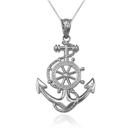 Sterling Silver Nautical Anchor Pendant Necklace (18" necklace)
