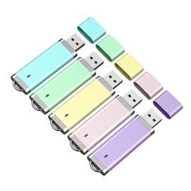 RAOYI 5 Pack 2GB USB Flash Drive Bulk Pack Memory Storage Thumb Stick USB 2.0 Fold Storage Snapcap Design (5 Mixed Colors: Blue Green Pink Purple Yellow)