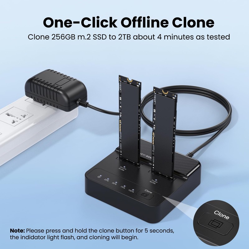 Dual Bay NVMe M.2 SSD Docking Station, USB 3.2 Gen2x2