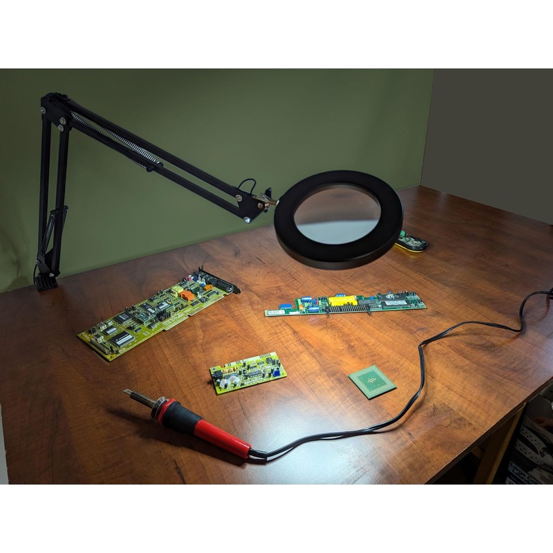 SE 4-Inch Black 4X Magnification LED Swing Arm Lamp with