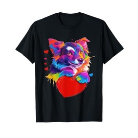Border Collie Shirt - Colorful Border Collie Heart Graphic T-Shirt