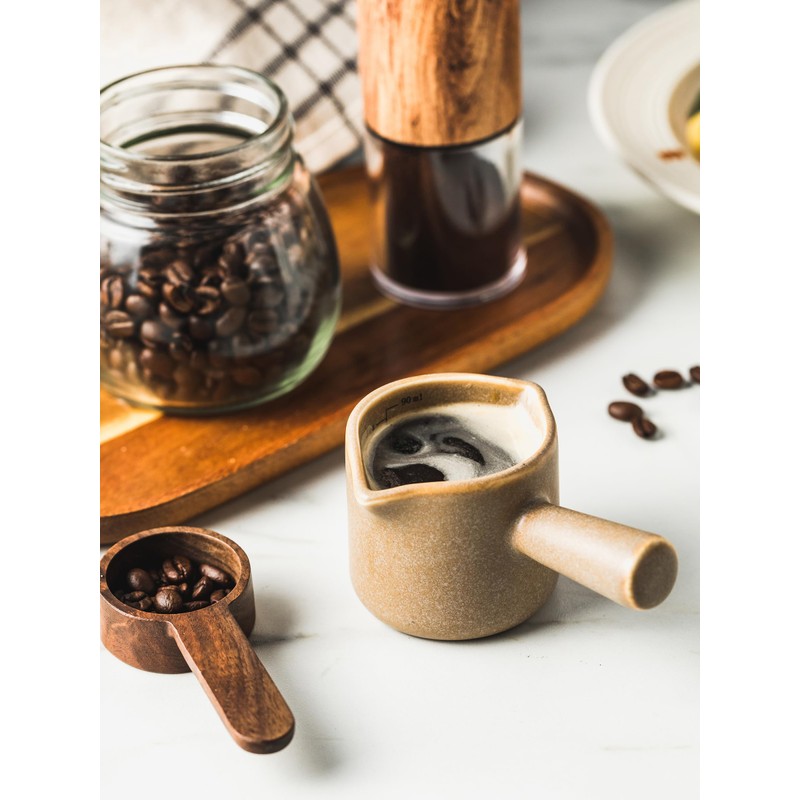 YHOJOY Espresso Measuring Cup, Ceramic Espresso Cup with Handle, Expresso