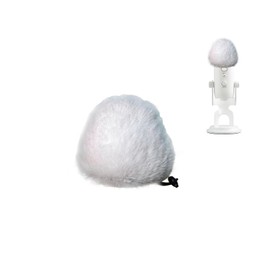 BCSAILVE Mic Cover for Blue Yeti Microphone, Pop Filter Windscreen Furry White