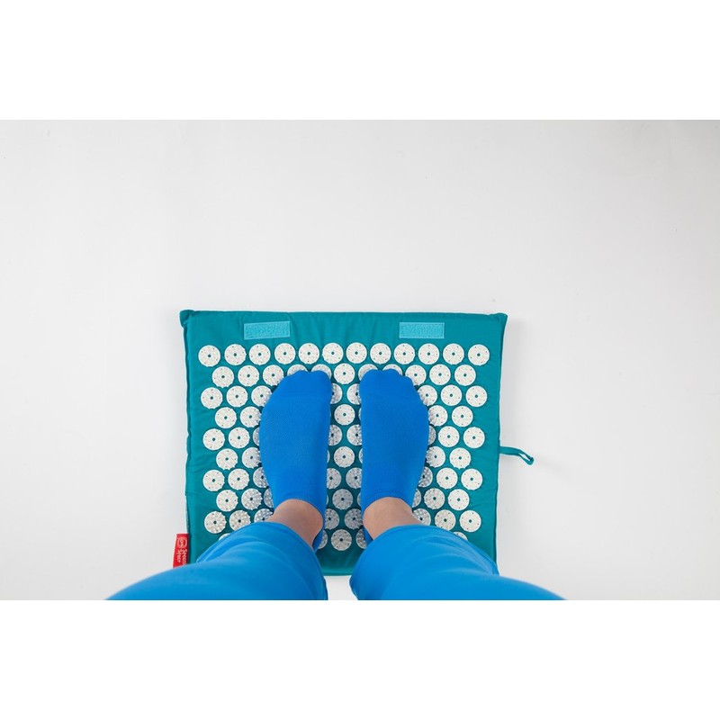 Blue Cotton Travel-Sized Acupressure Massage Mat with carry strap