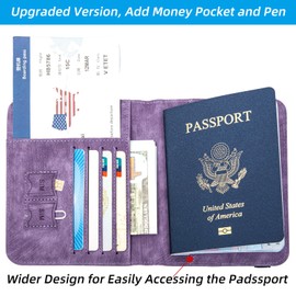 cesrg Passport Holder for travel - Cover Wallet -Travel Essentials RFID Blocking Travel Accessories for Women Men (violet)