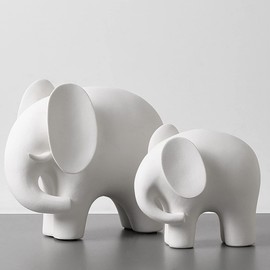 SXSZZXL Elephant Statue Decor Simple Ceramics Elephant Figurines Creative Home Decorations for Living Room Modern Style (Small)