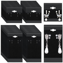Tondiamo 200 Pcs Black Velvet Plastic Display Cards for Earrings 2'' x 2'' and 2'' x 4'' Earring Cards for Selling Earring Display Cards Holder Bulk for Earrings Ear Studs Jewelry Accessories