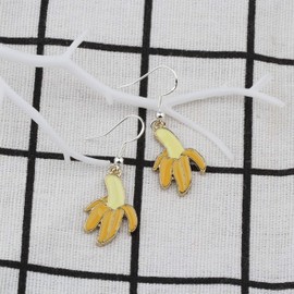 BAUNA Cute Banana Earrings Summer Fruit Theme Dangle Drop Earrings Yellow Banana Pendant For Banana Lover’s (Cute Fruit Banana Earrings)