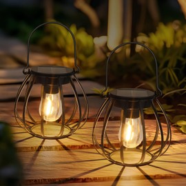 Kimjo Solar Lantern for Outdoor Use - Solar Lights for Outdoor Garden Hanging Standing IP65 Waterproof - Pot-shaped Solar Lanterns for Outdoor Use Warm White Metal - Hanging Solar Lights Garden Patio
