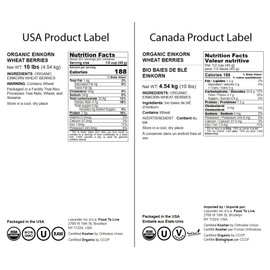 Food to Live - Organic Einkorn Wheat Berries, 10 Pounds – Non-GMO, Good Source of Protein, Fiber, and Vitamins. Low-glycemic Index. Kosher