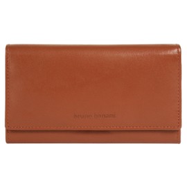 bruno banani Genuine Leather Women's Wallet RFID Protection, Compact Design, Functional, Clever Design, 021829, Cognac