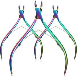 Mudder 3 Packs Cuticle Nippers Cutter Tool Stainless Steel Nail Cuticle Trimmer Remover with Pointed Blade Scissors Pedicure Manicure Tool for Fingernails Nails Care and Toenails(Rainbow)