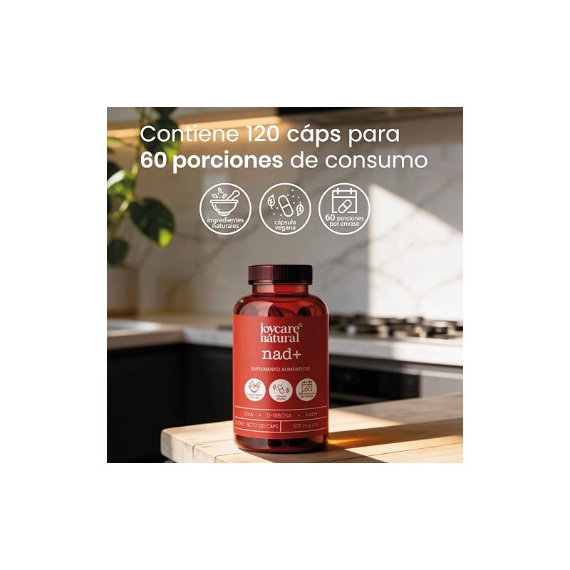 JOYCARE NATURAL NAD+ 120 Cápsulas, Suplemento Alimenticio, Nicotinamida Adenina Dinucleótido