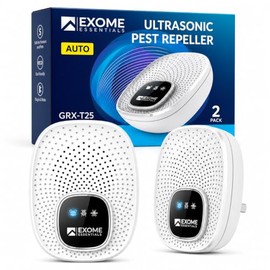 T-25, Ultrasonic Pest Control Repeller - Electronic & Ultrasound, Indoor Plug-in Repellent - Get rid of - Rodents, Mice, Squirrels, Bats, Insects, Bed Bugs, Ants, Fleas, Spiders, Roaches (2 Pack)