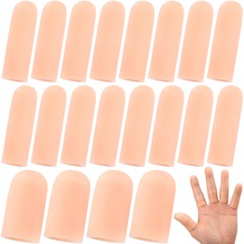 Alpinleux 20 Pack Gel Finger Protectors, Soft Elastic Finger Covers, Fingernail Cushions Finger Cap Sleeves for Hands Cracking, Eczema Skin (16 Long+4 Short)