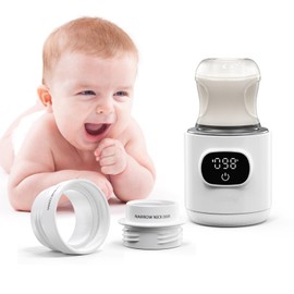 Portable Cordless Bottle Warmer,Include 2 ADapters,Fast Heating,Accurate Temperature Control,Long Battery Life,LCD Display,Leak-Resistance,Easy to Clean,for Breastmilk or Formula,for Travel
