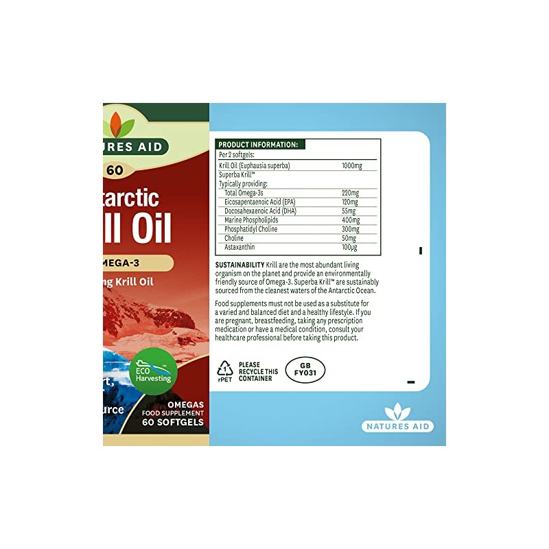 Natures Aid 500mg Krill Oil Capsules - Pack of 60